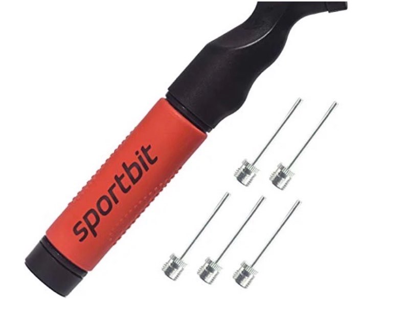SPORTBIT Ball Pump with 5 needles - Push & Pull Inflating System - Great for All Sports balls - Volleyball Pump, Basketball Inflator, Football & Soccer Ball Air Pump - Goes with Needles Set and E-Book