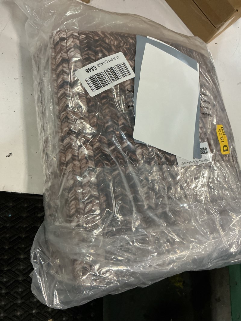 Condition photo showing Good Condition for rugsreal boho rug 4x6 for bedroom machine washable rug braided print floor cover indoor non slip throw carpet farmhouse rustic accent rug moroccan carpet for living room home decor, brown brown 4' x 6' (rectangular)