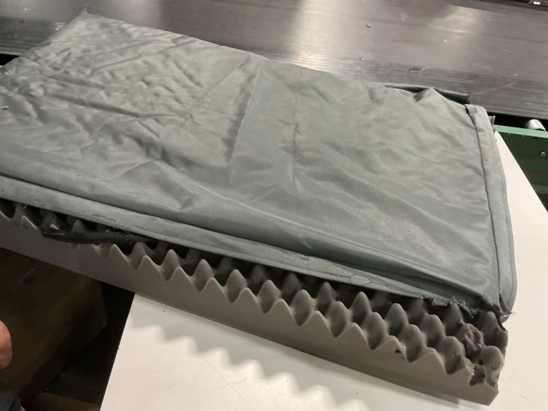 Condition photo showing As Is for outdoor large washable dog bed, orthopedic egg crate foam dog crate mat for large dogs with removable oxford cooling cover, grey 41.0"l x 27.0"w x 3.5"th grey