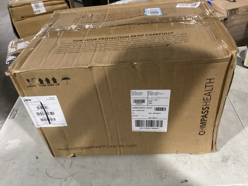 probasics drop arm adjustable bedside folding commode chair portable with handles, for elderly, seni