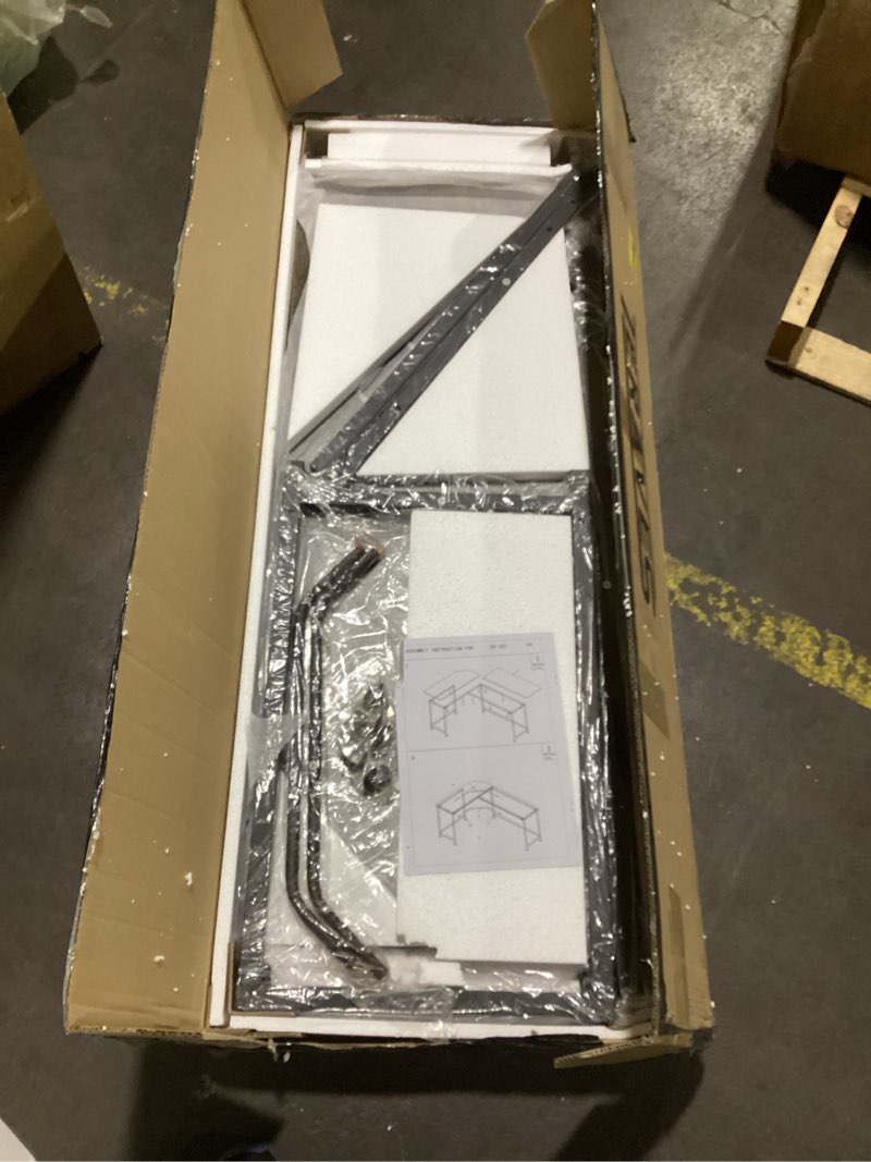 Condition photo showing As Is for Teraves Modern L Shaped Gaming Desk 66'' Corner Computer Desk for Home Office Gaming Table Study Writing Workstation for Small Space, Easy to Assemble Black Oak Large