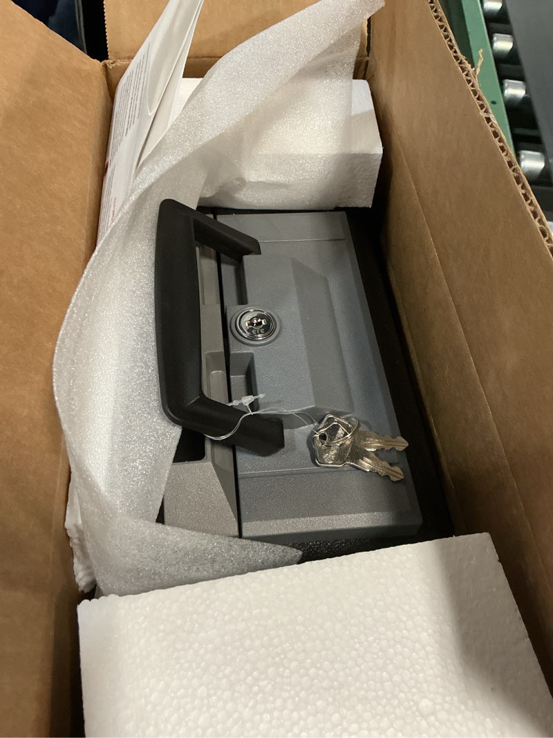 Condition photo showing New/Like New for SentrySafe Fireproof Safe Box with Key Lock, Chest Safe with Carrying Handle to Secure Money, Jewelry, Documents, 0.25 Cubic Feet, 6.3 x 15.3 x 12.1 Inches, 1160