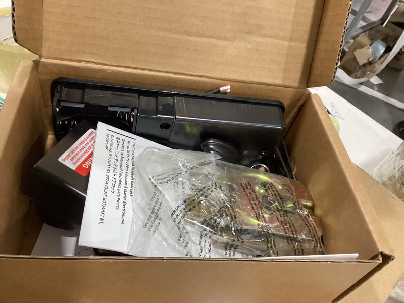 Condition photo showing As Is for Amazon Basics Electronic Keypad Deadbolt Door Lock with Touch-Control Keyless Entry Door Lock, Keyed Entry Option, Traditional, Oil Bronze, 1-Pack Oil Bronze 1 Pack