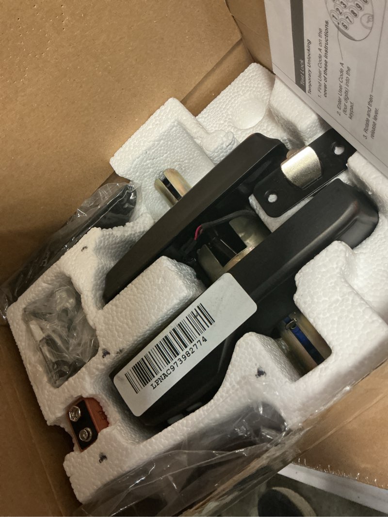 Condition photo showing As Is for Schlage Plymouth Keypad Entry with Flex-Lock and Accent LeverKnob, Matte Black, FE595 PLY 622 Acc