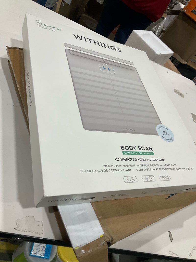 Condition photo showing Good Condition for WITHINGS Smart Scales for Body Weight, FSA or HSA Eligible, Body Analysis, Fat Content, Muscle Mass, Bone Density, Visceral Fat, Bathroom Scale, BMI Scales Digital Weight and Body Fat, Bluetooth, WiFi White Body Scan