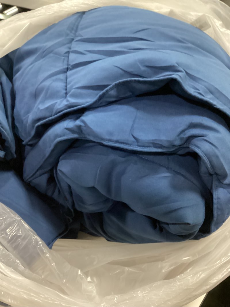Condition photo showing As Is for COHOME Quilted King Size Comforter - All-Season Down Alternative Duvet Insert - Luxury Hotel Winter Warm Navy Blue Comforter with Anti-Clump Tech & 8 Tabs - Reversible ?90"x102"? Navy Blue King Comforter