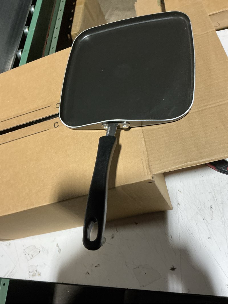 Condition photo showing Good Condition for restaurantware nonstick griddle pan - 1 count 11 x 11 inch aluminum nonstick frying griddle with bakelite handle - square frying pan with even heating - black cooking surface for home kitchens