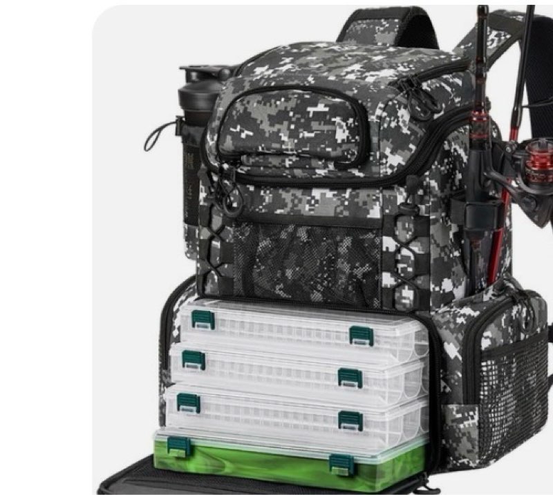 piscifun fishing backpack with rod holders & 4 tackle boxes, waterproof rain .