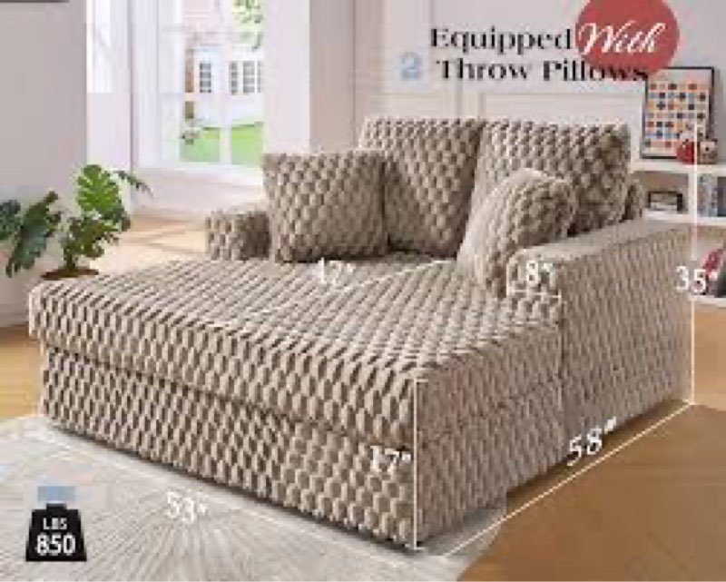 53” upholstered chaise lounge,plush sleeper chair