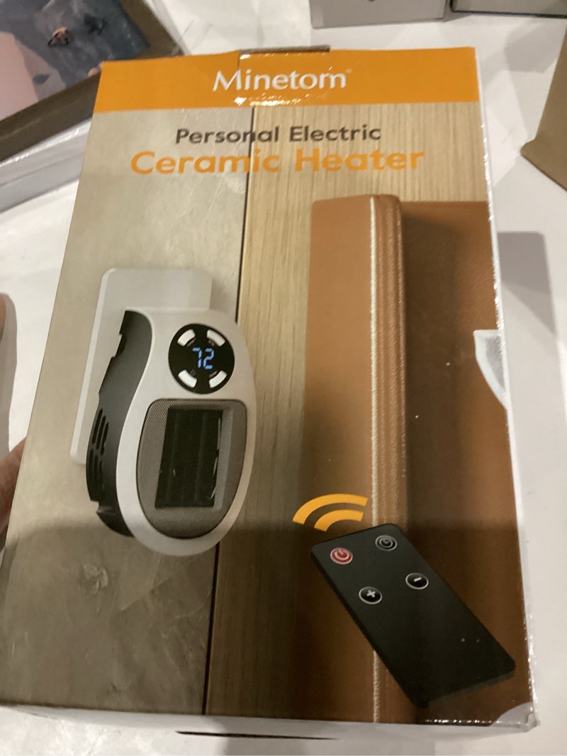Condition photo showing As Is for Plug in Small Space Heater for Indoor Use 450W, Wall Outlet Electric Heater with Remote, 12H Timer & LED Display, PTC Ceramic Fast Heat Safely for Bedroom Bathroom Office Small Space Heater - 1 Pack
