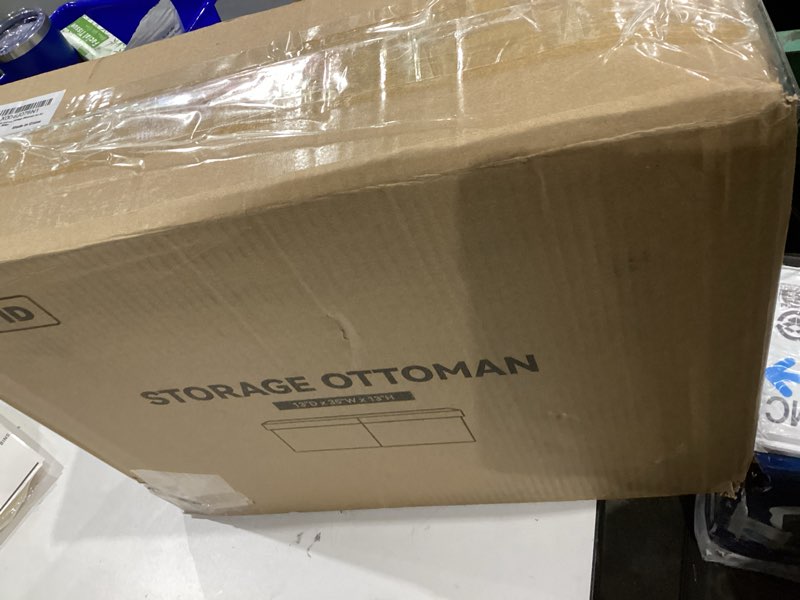 Condition photo showing Good Condition for 35 Inches Storage Ottoman for for Bedroom, Beige Beige 13"D x 35"W x 13"H