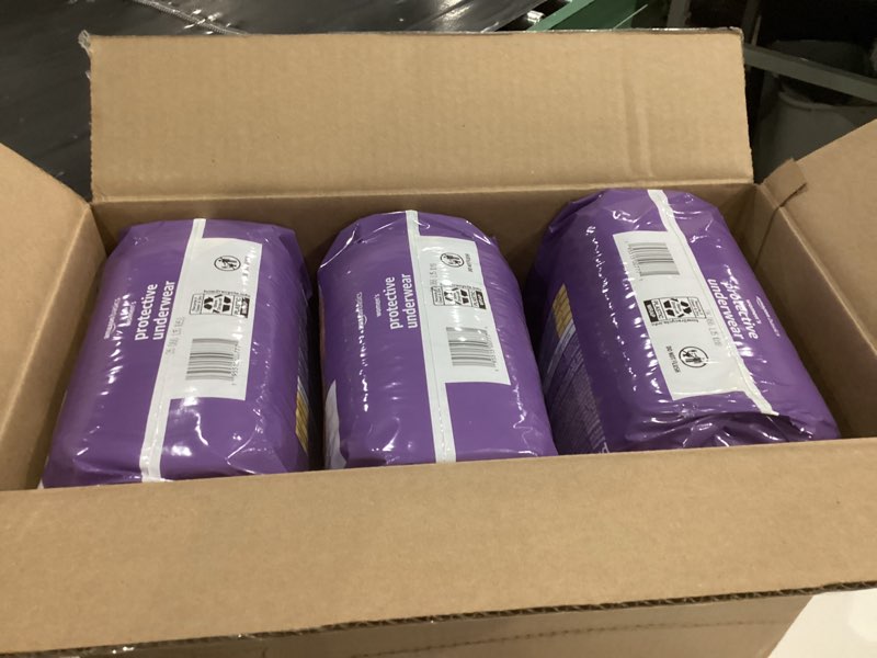 Condition photo showing New/Like New for amazon basics postpartum incontinence underwear for women, maximum absorbency, bladder leak protection, soft, disposable, odor control, comfortable fit, x-large, lavender, 48 count (3 packs of 16) x-large 48.0