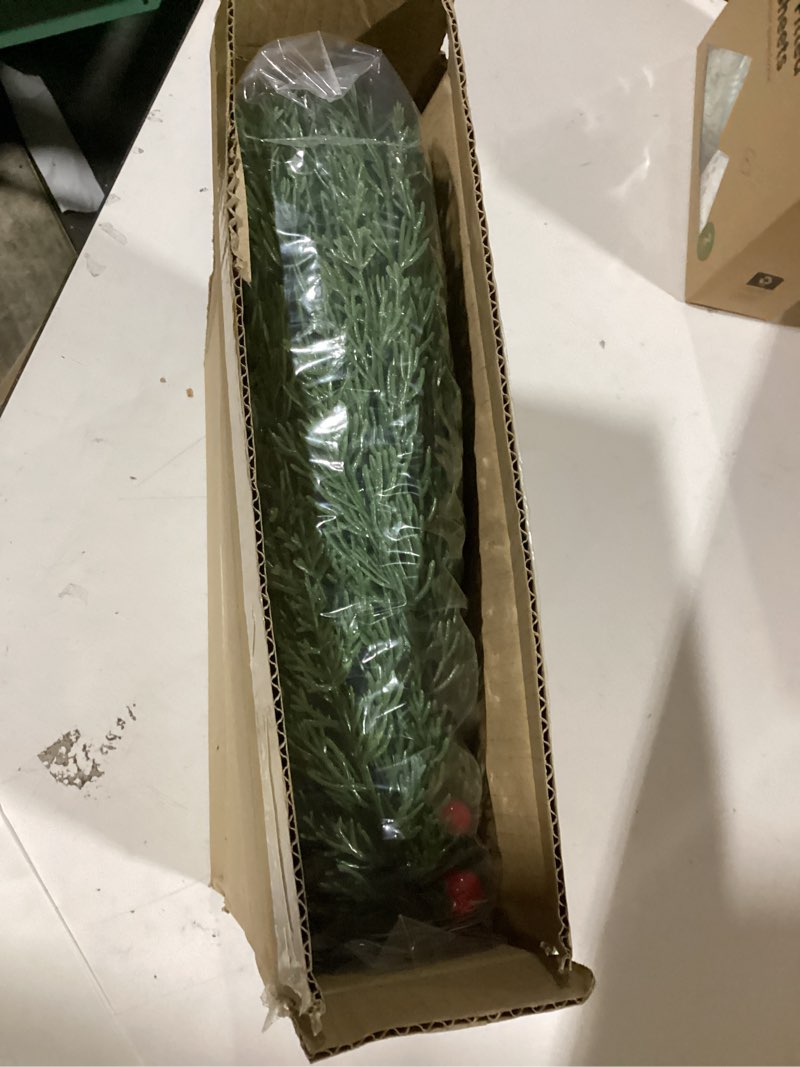 Condition photo showing New/Like New for Christmas Cedar Garland for Mantle, Realistic Greenery Garland, Thickness Artificial Pine Garlands for Christmas Mantel Table Outdoor Indoor Xmas Holiday Seasonal Decor(6FT Red Berries, Pine Cones) 6 FT