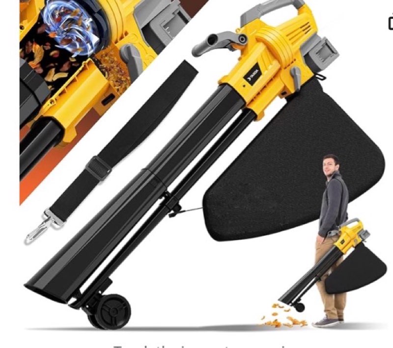 Leaf Blower Vacuum Mulcher Compatible for Dewalt 20V Battery(NO Battery), 3-in-1 Cordless Electric Leaf Vacuum Blower Mulcher with 40L Collection Bag, Turbo Mode for Quick Patio Deck Driveway Cleanup 