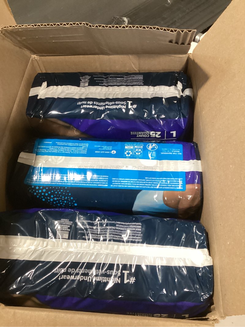 Condition photo showing New/Like New for Goodnites Boys' Nighttime Bedwetting Underwear, Size Large (68-95 lbs), 34 Ct (2 Packs of 17), Packaging May Vary Large 34