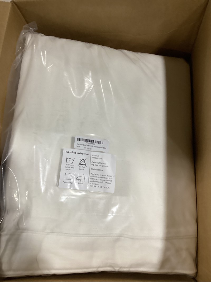 Condition photo showing New/Like New for The Cotton Sofa Cover Only Fits Pottery Barn PB Comfort Grand Roll Arm Sofa. A Durable Sofa Slipcover Replacement (Beige Box Edge)