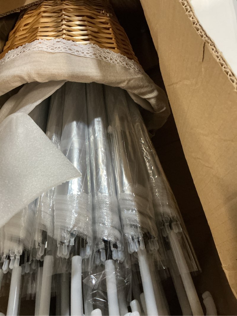 Condition photo showing Good Condition for wedding stick umbrellas bulk, 40 inch large canopy umbrellas with woven rattan basket windproof rainproof white 30