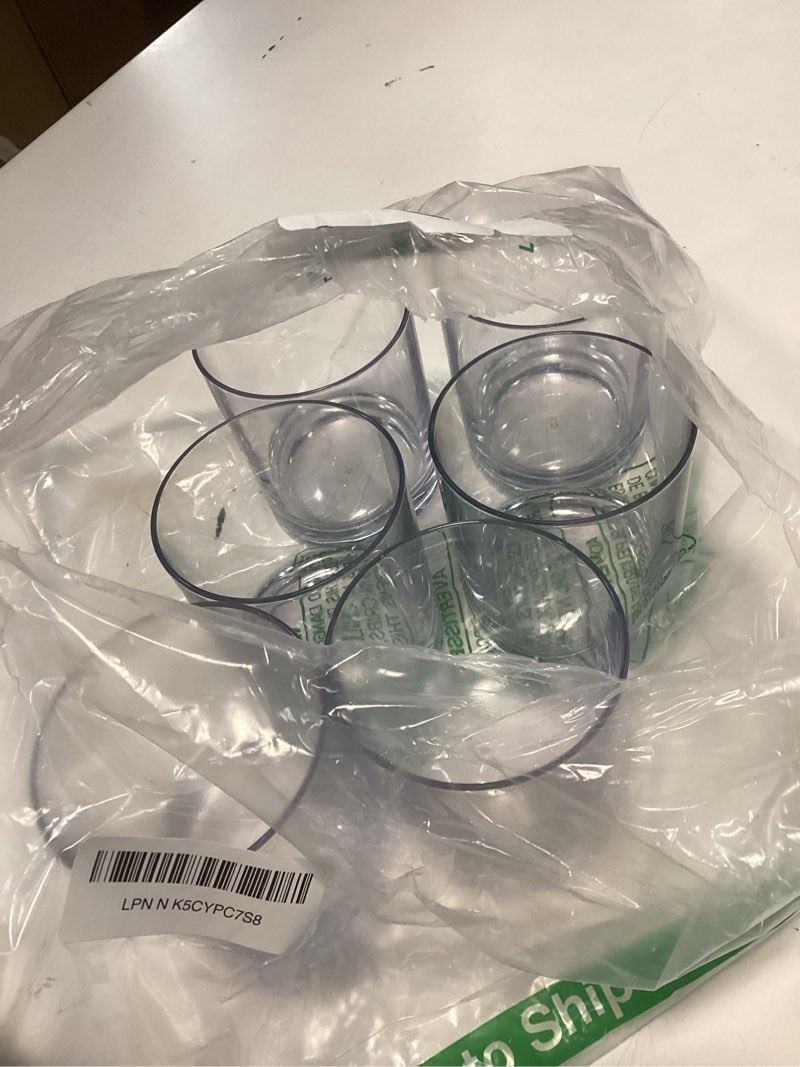 Condition photo showing Good Condition for US Acrylic Classic Clear Plastic Reusable Drinking Glasses (Set of 6) 12oz Rocks Cups | BPA-Free Tum