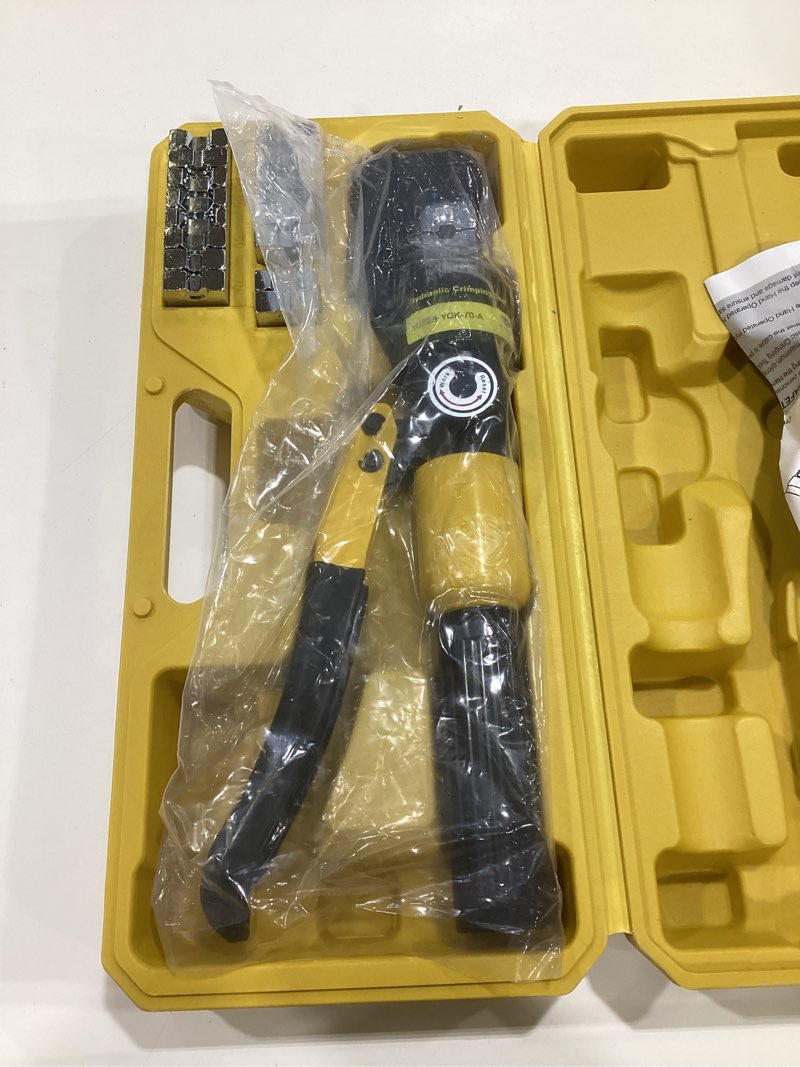 Condition photo showing Good Condition for yuzes hydraulic crimping tool 10 tons, 12 awg to 2/0 battery cable crimper tool with 9 dies, easy to operate hydraulic wire crimping tool kit for wire rope, battery cable ends ring terminals yqk-70-a&to01
