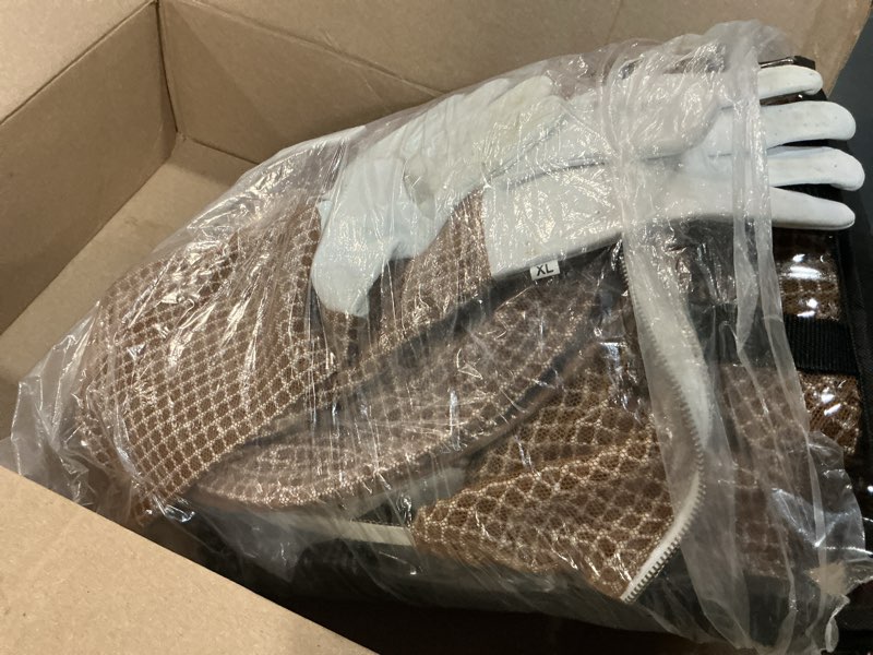 Condition photo showing As Is for 3-layer ultra ventilated sting proof bee suit for men & women – premium beekeeping suit with bee gloves & two detachable beekeeping veils (brown xl) brown x-large