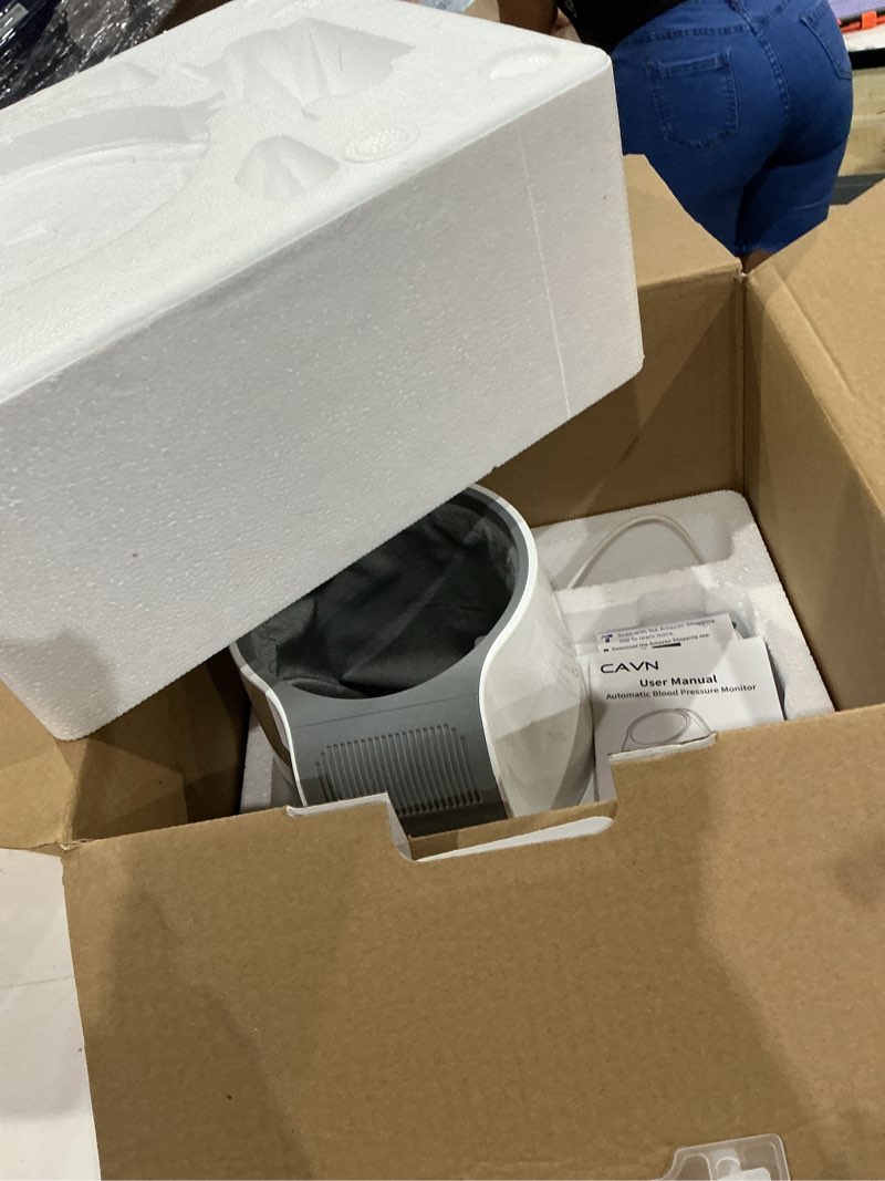 Condition photo showing Good Condition for cavn blood pressure monitor, one-touch barrel-type upper arm blood pressure monitors for home use, no-wrap auto-fit design, fits arms 7.1"-16.5", 3-color backlight, 2 users 2×99 memory