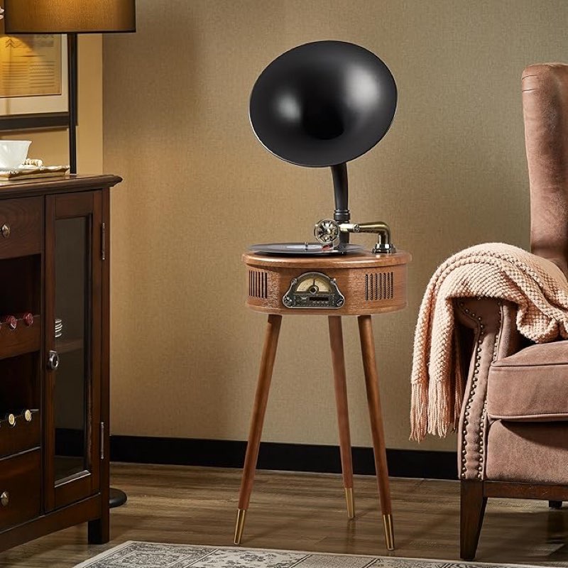 HZLSBL Gramophone Record Player?Italian Style Gramophone Vinyl Record Player with Control/Bluetooth/