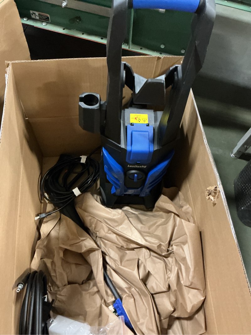 Condition photo showing Good Condition for Pressure Washer, Power Washer with 4 Nozzles and Foam Cannon, High Pressure Cleaning Machine for Cars, Driveways, Fences, Patios, Home Cleaning, Green Navy Blue