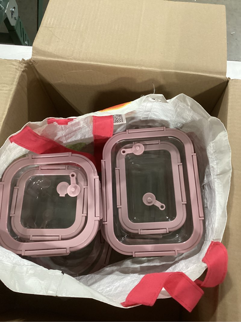 Condition photo showing Good Condition for BOROHOUSE 12-Pack Glass Containers with Tempered Lids – Borosilicate, Oven-Safe(-4°F~950°F), Airtight, BPA-Free, Multi-Size for Meal Prep, Dishwasher Safe (Pink)