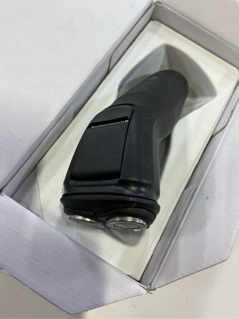 Condition photo showing As Is for philips norelco shaver 2400 series, wet and dry electric shaver, pop-up trimmer, p-cap, deep black, model x3001/90