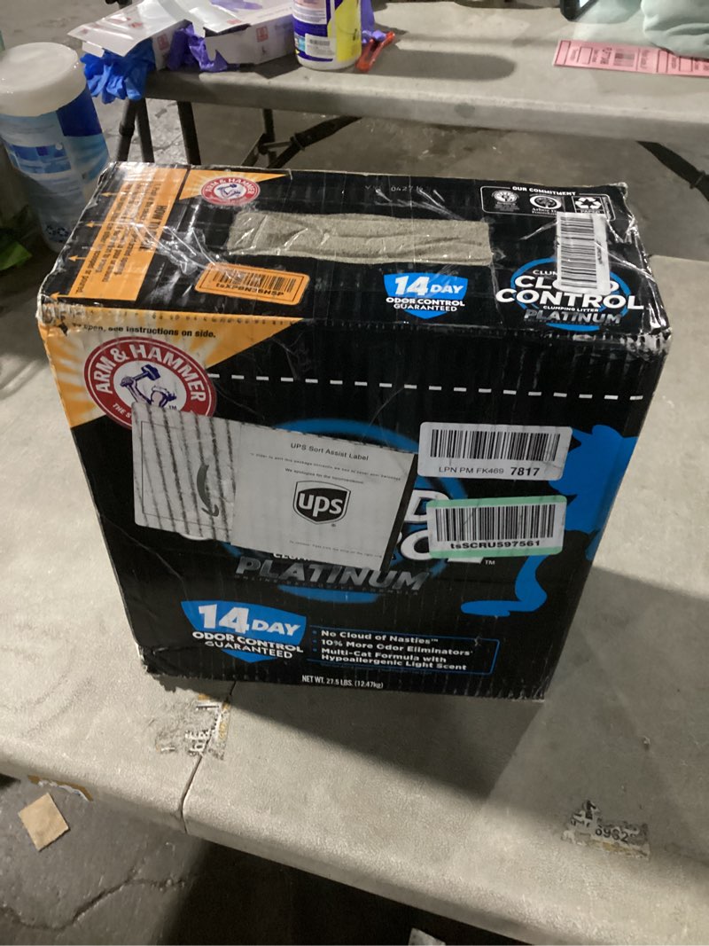 Condition photo showing As Is for arm & hammer cloud control platinum clumping cat litter odor control, 27.5 lbs. cloud control platinum clumping litter