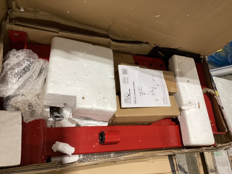 Condition photo showing Good Condition for Big RED Steel Rotating Wheeled Engine Stand with 360 Degree Adjustable Rotating Head and Folding Frame: 3/4 Ton (1,500 lb) Capacity, Red 1500 lb