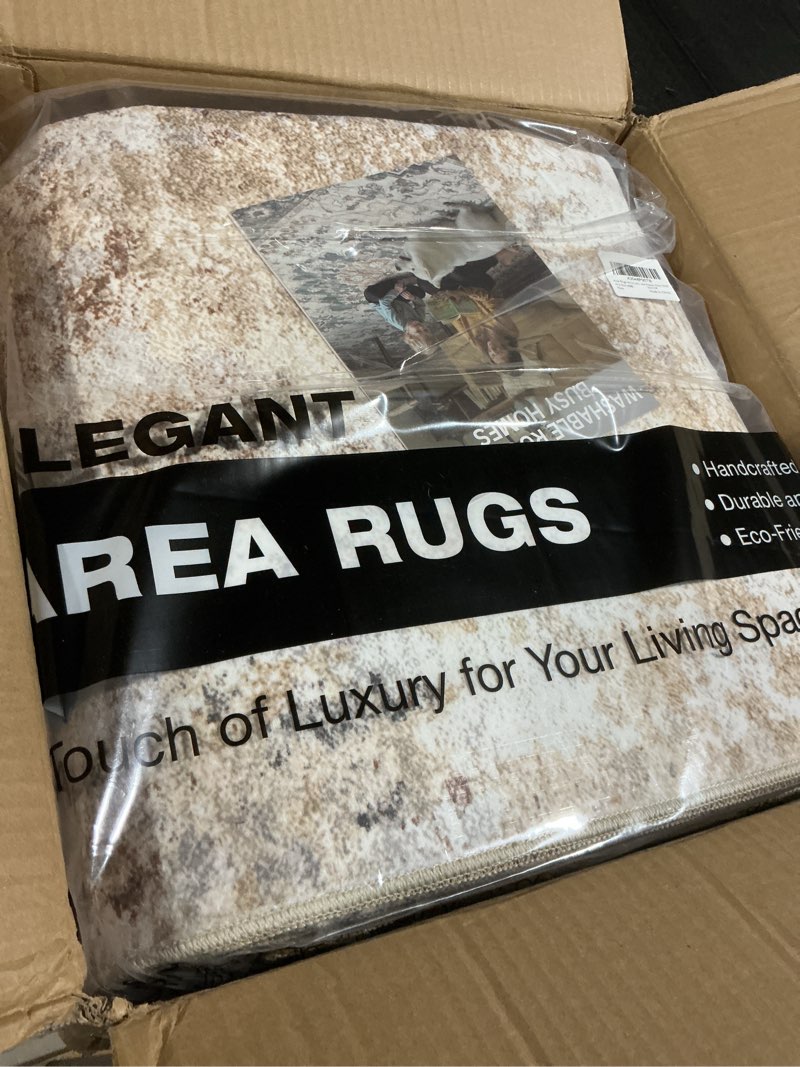 Condition photo showing Good Condition for Area Rugs 9x12 Living Room: Washable Large Abstract Neutral Modern Soft Rugs Stain Resistant Indoor Floor Non-Slip Accent Carpet for Bedroom Nursery Playroom Office Dining Room Home Decor- Gray Gold Abstract Gray Gold 9' x 12' (Rectangular)