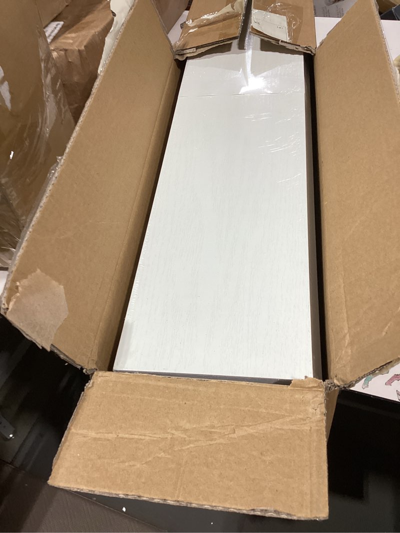 Condition photo showing New/Like New for upsimples floating shelves for wall, 23.6 inch shelves for decor storage set of 6, wall mounted wood shelf for bedroom, living room, bathroom, kitchen, long picture ledge shelves, white white 23.6in