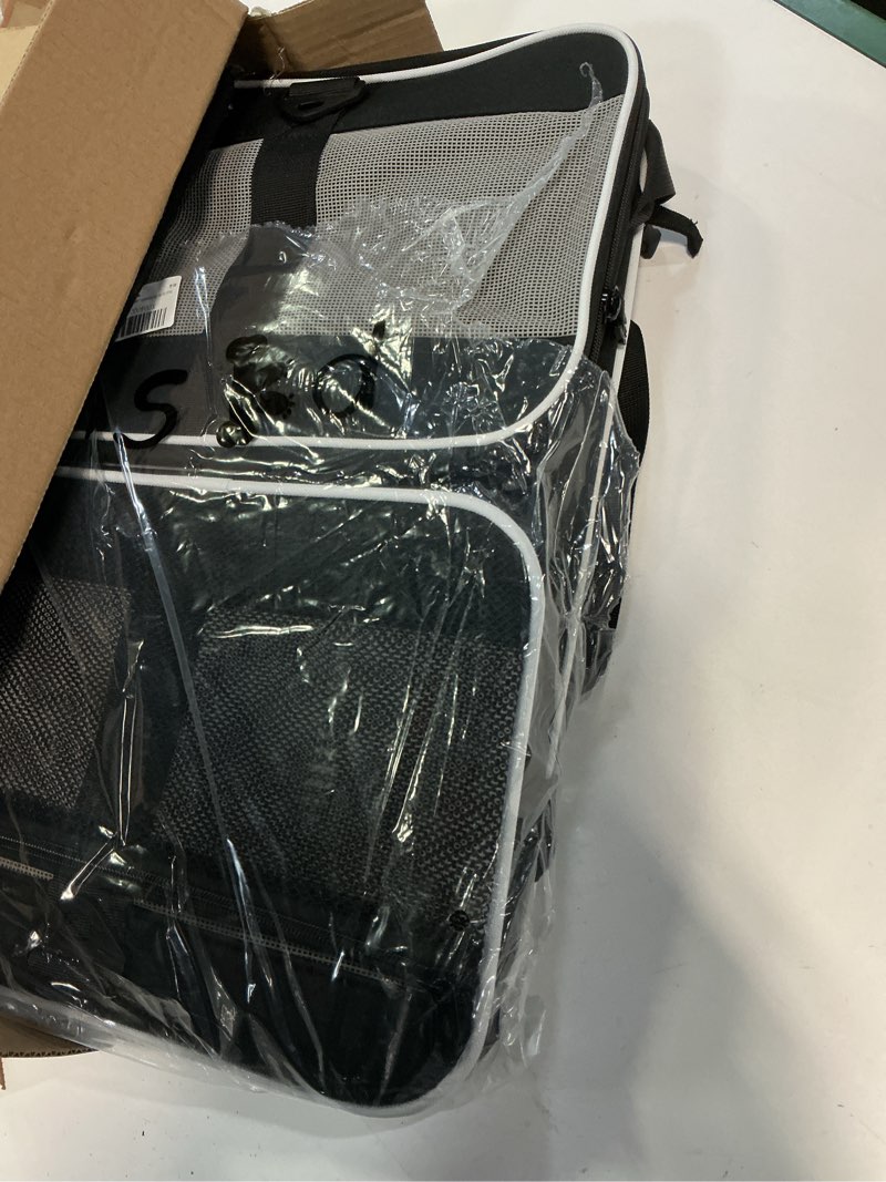 Condition photo showing Good Condition for Petskd Top and Side Expandable Pet Carrier 19x13x9 Inches Southwest Allegiant Airlines Approved, Soft-Sided Carrier for Small Dog Under 12 lbs and Large Cat Under 15 lbs(Black) Black with Side Expandable