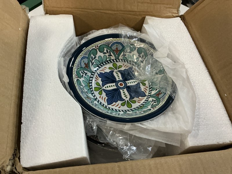 Condition photo showing Good Condition for talavera melamine 12-piece dinnerware set – multicolored plates and bowls for 4, spanish tile-inspired, durable, lightweight, shatterproof, dishwasher safe, indoor outdoor tableware