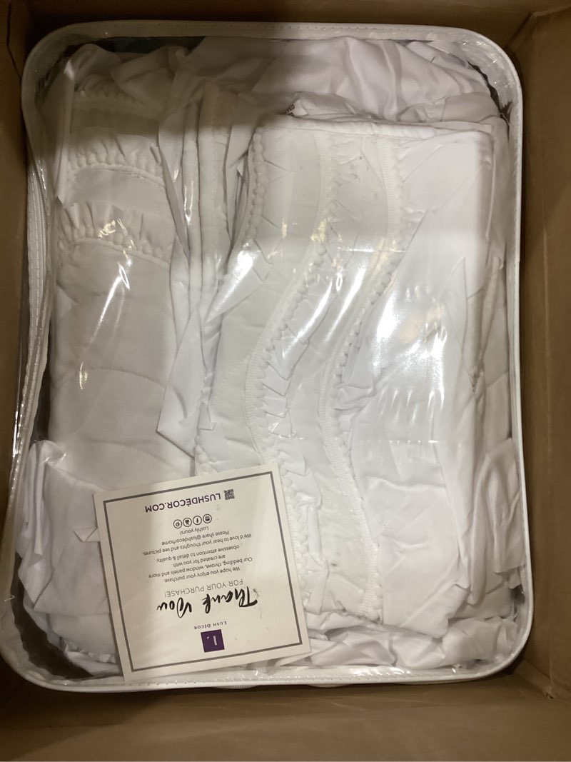 Condition photo showing Good Condition for lush decor kemmy ruffled quilt set, 3 piece set twin, white - kids bedding set - white quilt twin size - coquette decor white twin
