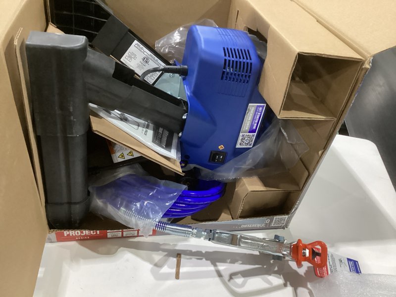 Condition photo showing As Is for graco magnum 262800 x5 stand airless paint sprayer, blue magnum x5 airless paint sprayer, not tested