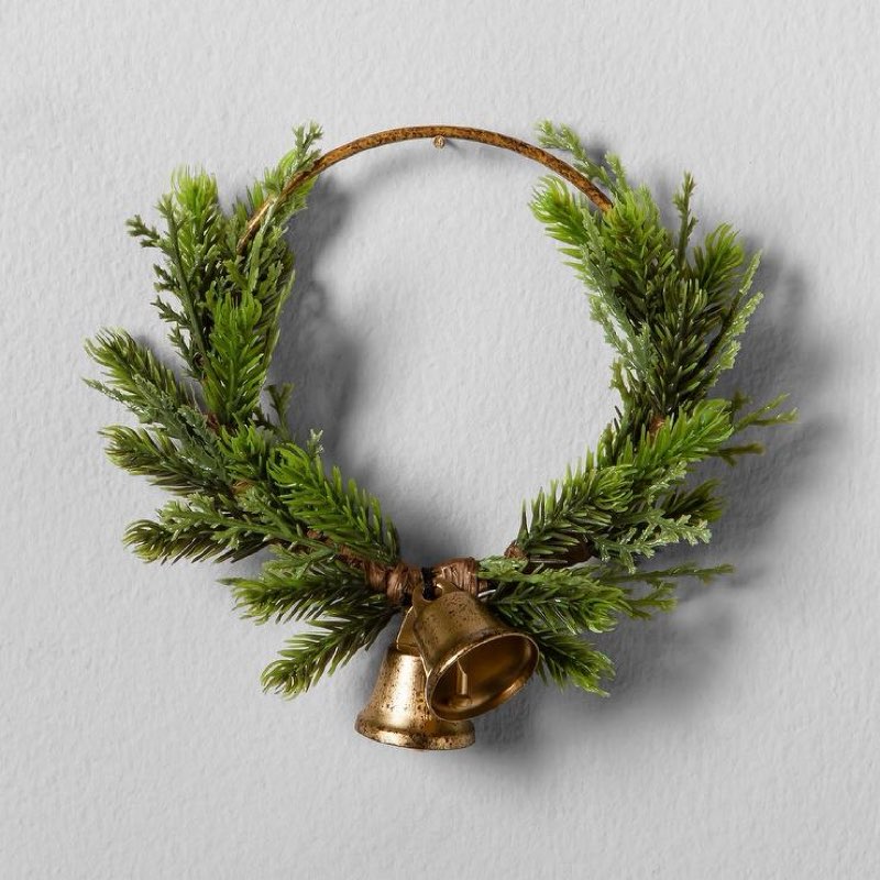 Hearth and Hand Artificial Pine Brass Ring Wreath