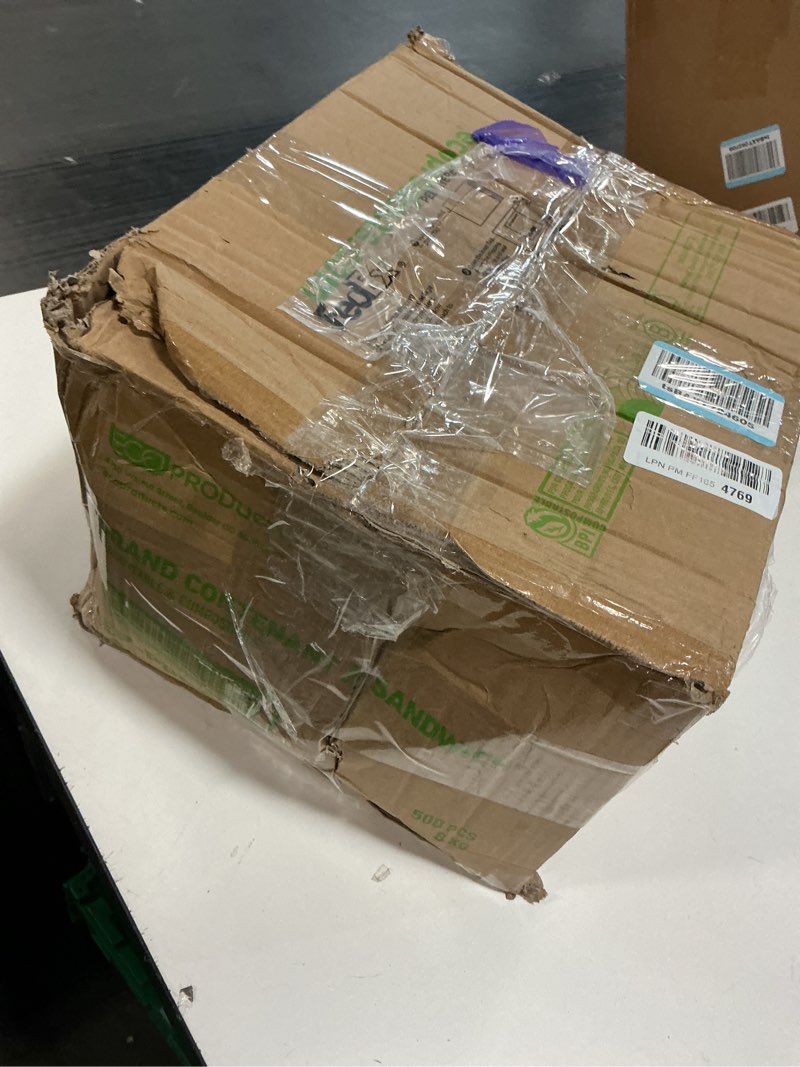 Condition photo showing Good Condition for ECO PRODUCTS Renewable & Compostable Large Sandwich To Go Container, Case of 500, Paper Wedge Food Box, PLA Clear Window, FSC Mix Credit, No PFAS, BPI-Certified Large Wedge