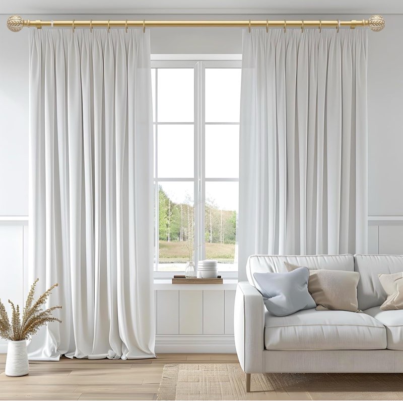 qdwis gold curtain rods for windows 66 to 120 inch,1\" adjustable heavy duty window curtain rod leaf finials,rustic decorative drapery rods set,size:36-120'' 36'' - 120''(1 pack) gold