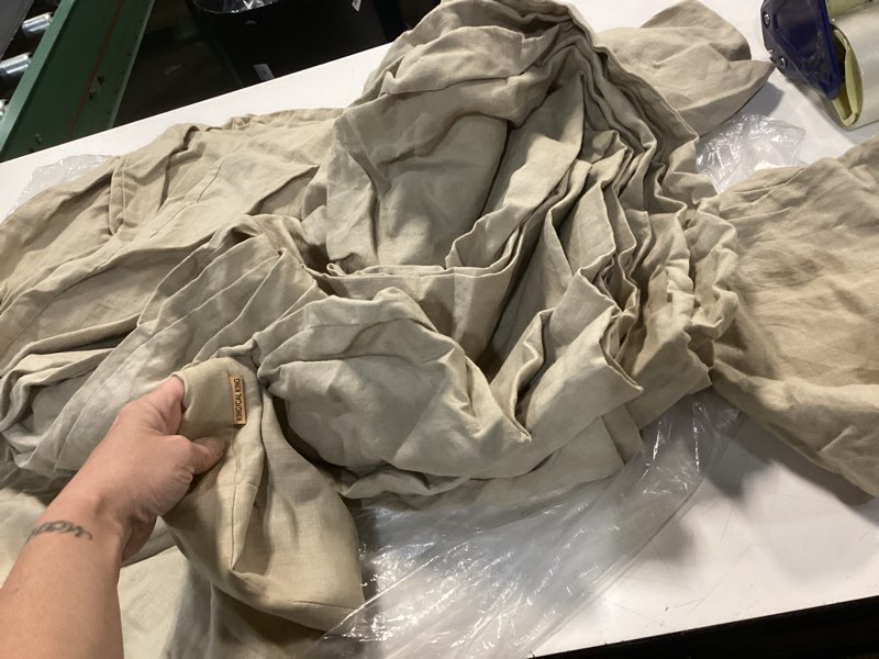 Condition photo showing As Is for european linen duvet cover set, king/cal king, oat