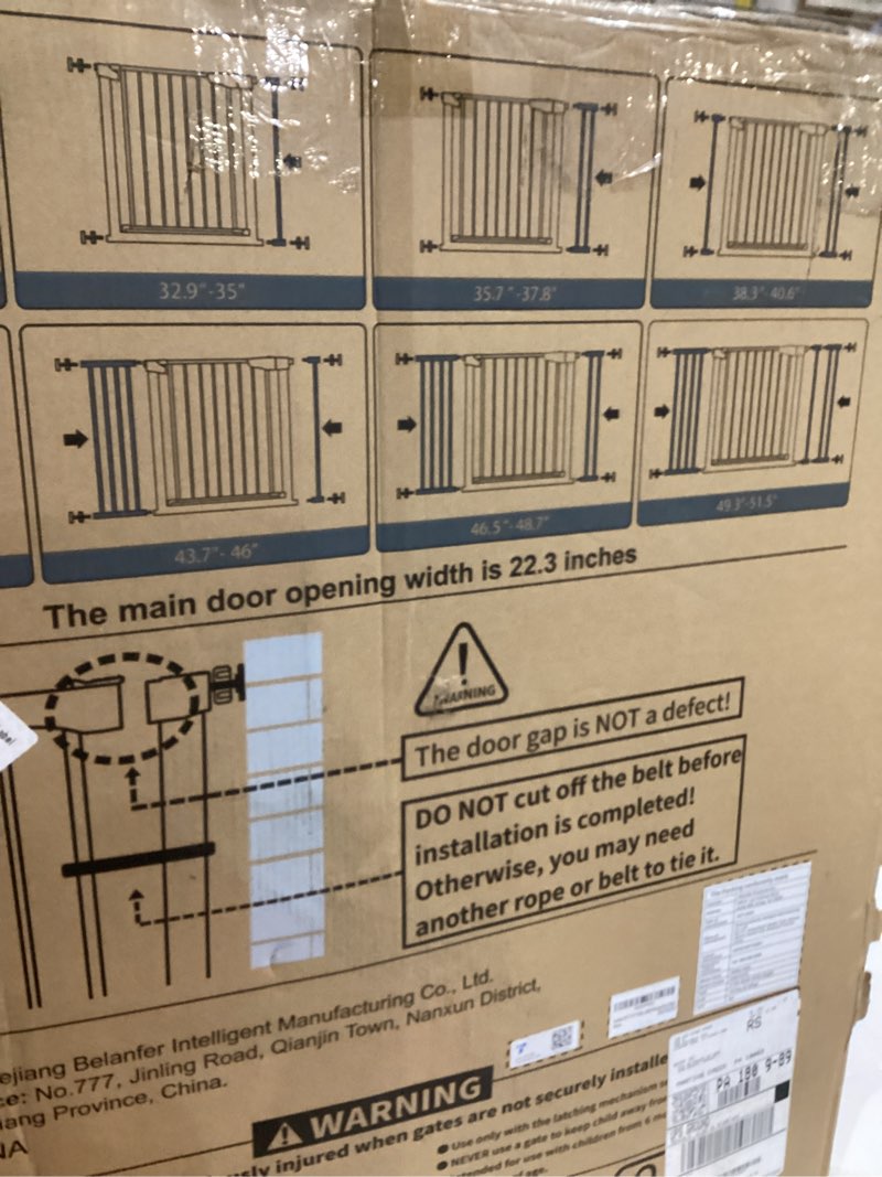 Condition photo showing New/Like New for Cumbor 29.7"–51.5" Extra Wide Baby Gate for Stairs, Pressure-Mounted Dog Gates for Doorways & Hallways, Auto-Close Walk-Through, No-Trip Design, Child Proof Safety, Dog/Pet Gate for Indoor Use, Black