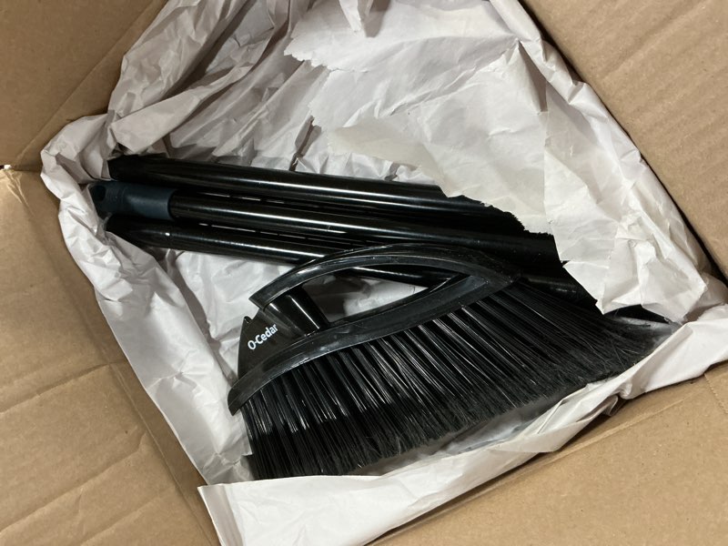 Condition photo showing As Is for (Incomplete,only broom)O-Cedar Indoor & Outdoor Strong Sweep Broom & Brush Bundle | Heavy Duty Bristles Remove 99% of Dust & Dirt in One Sweep | Step-On Dust Pan | Safe for Hardwoods, Powerful on Outdoor Debris Strong Sweep Broom and Brush