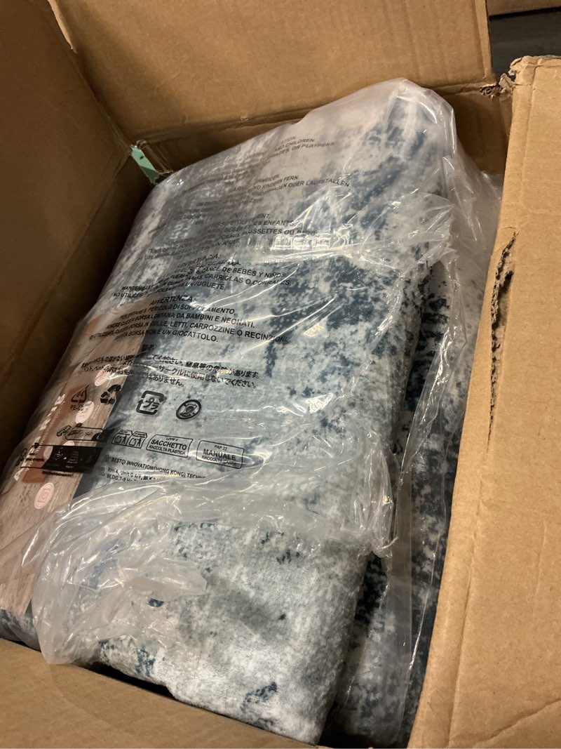 Condition photo showing Good Condition for amada homefurnishing 8x10 area rugs for living room, modern washable rug with non-slip backing & low pile, large rug with abstract print pattern for bedroom, dinning room,home office, dark blue dark blue 8' x 10' (rectangular)