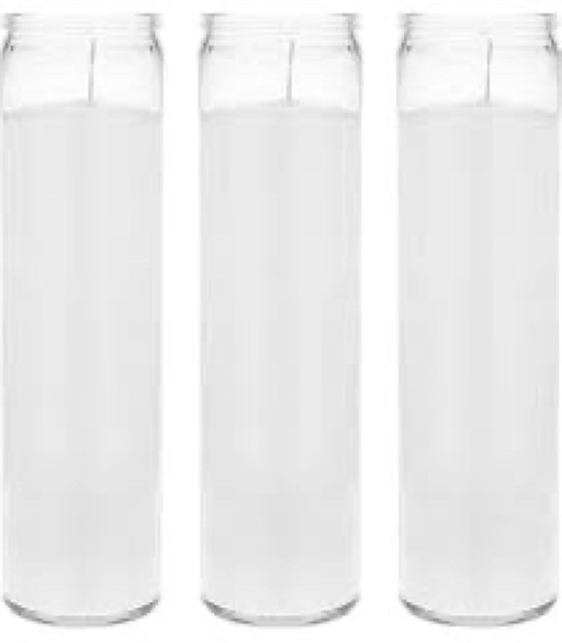 mega candles 3 pcs unscented white 7 day glass container devotional prayer candles, premium wax cand