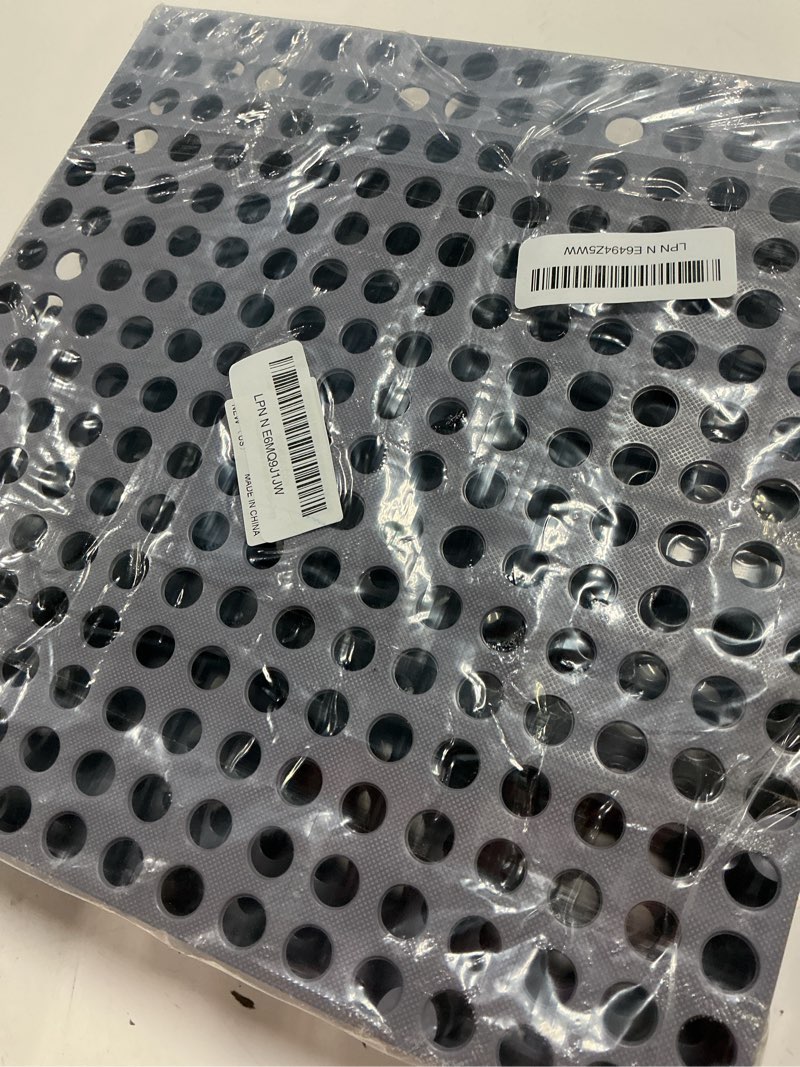 Condition photo showing Good Condition for 3-pack heavy duty plastic pallets 11.8"x11.8"x1.8" waterproof ventilated grid design – stackable nestable floor pallets for basement, garage & warehouse storage-grey