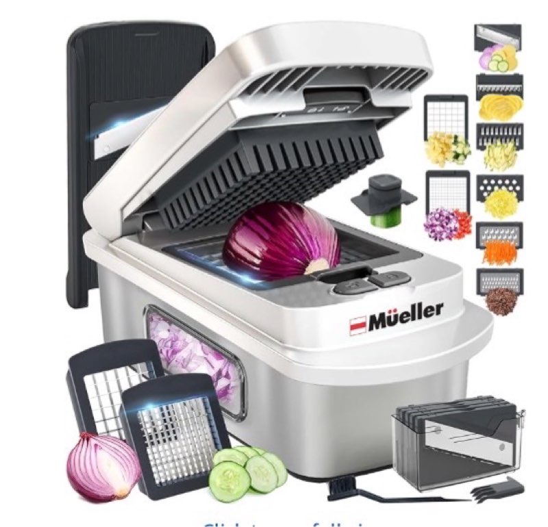 Mueller Pro-Series 10-in-1, 8 Blade Stainless Steel Multi Vegetable Chopper And Mandoline Slicer, Kitchen Accessories and Essentials, Food and Veggie Chopper, Mincer, Dicer, White Sand/Grey