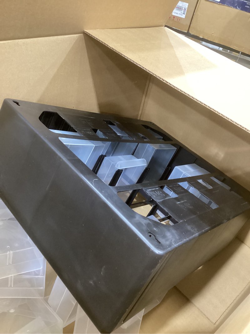 Condition photo showing As Is for Akro-Mils 24-Drawer Plastic Drawer Storage Cabinet for Garage Organization, Bead Organizer, Building Bricks Storage, Teacher Toolbox, Makeup Organizer, 20" W x 6" D x 16" H, 10124 Black Black 24 Drawer 1 pack