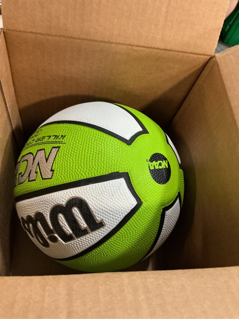 Condition photo showing Good Condition for wilson ncaa killer crossover outdoor basketball - 29.5", 28.5", 27.5" size 5 - 27.5" lime/white