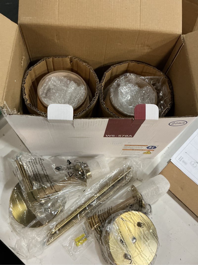 Condition photo showing Good Condition for boho battery operated wall sconce set of 2, gold wireless rechargeable wall lights with rattan shade, 12 rgb and 3cct dimmable cordless wall lamps with remote for bedroom living room